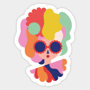 Cute t shirt, summertime happy vibrant colorful women with sunglasses by the beach for vacation Sticker